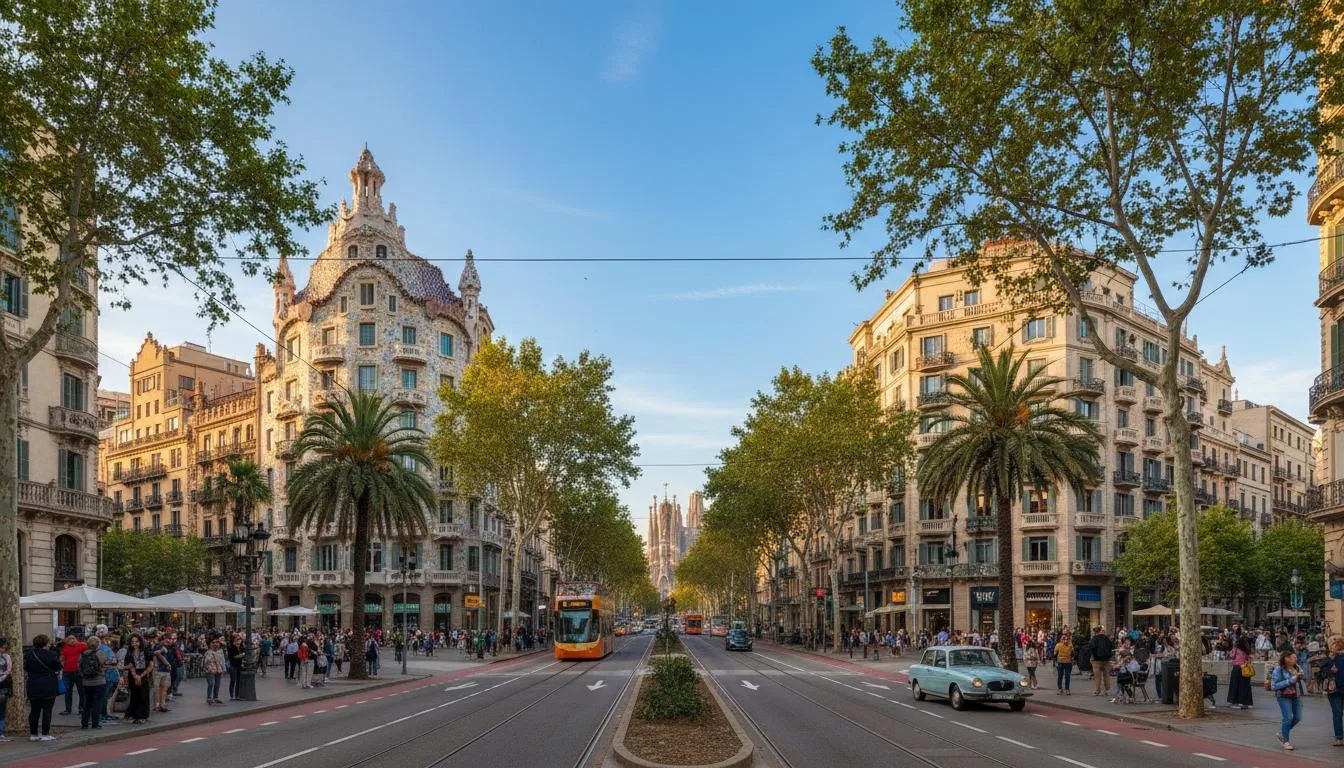 Sagrada Familia basilica in Barcelona's Eixample district at sunset